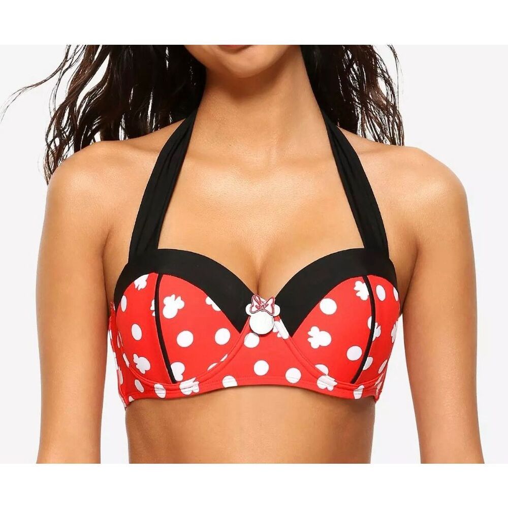Disney Hot Topic plus size 1 Minnie Mouse Polka Dot Swim Top bikini